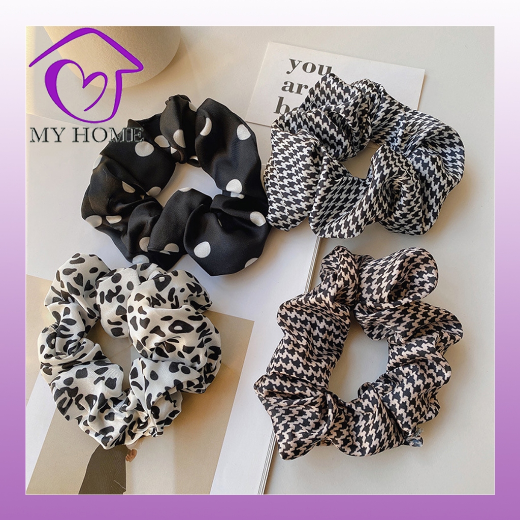 MYH Ikat Rambut Korea Scrunchie Model Polkadot / Kunciran / Ikat Rambut Aksesoris Hijab Bahan Sutra