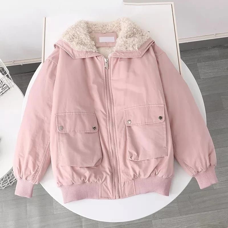Jaket Wanita Musim Dingin Hoodie Bulu Angsa Tebal Terbaru / Jaket Cewe Dalaman Bulu Angsa Import / J