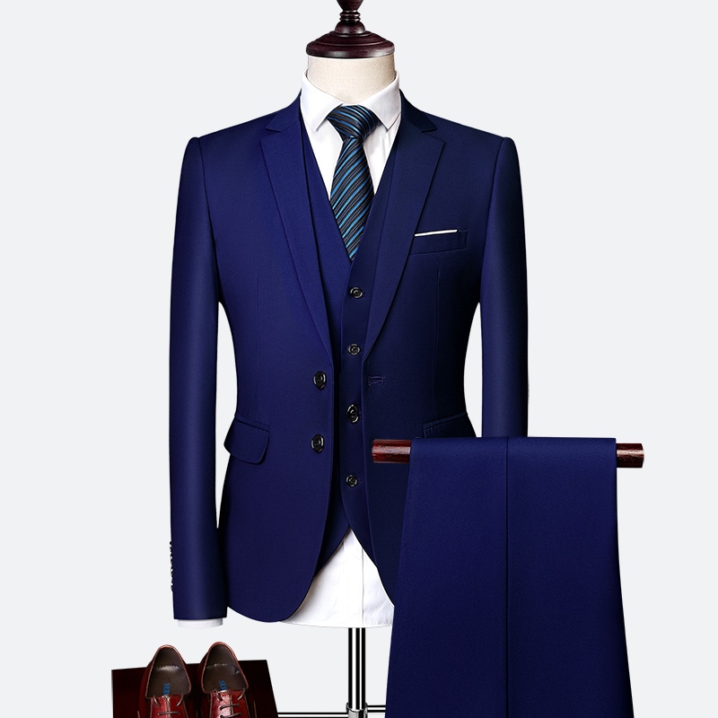 Setelan 2in1 Jas Pria SlimFit NIKAYU Premium ( Bonus Cover )  Blazer MODRIC NAVY + Celana ( Biru Don