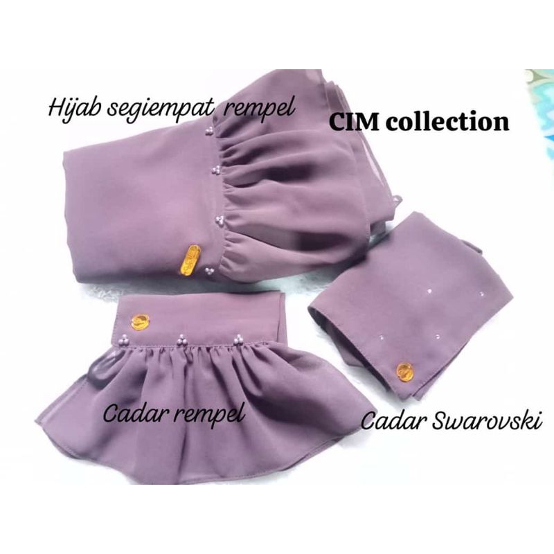 hijab segi empat rempel mutiara set cadar rempel cadar Swarovski