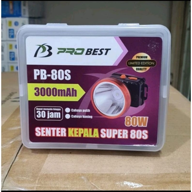 SENTER KEPALA 80 WATT PROBEST  PB -80S NEW  CAHAYA KUNING / PUTIH CAS PROBEST 80 WATT TERLARISS