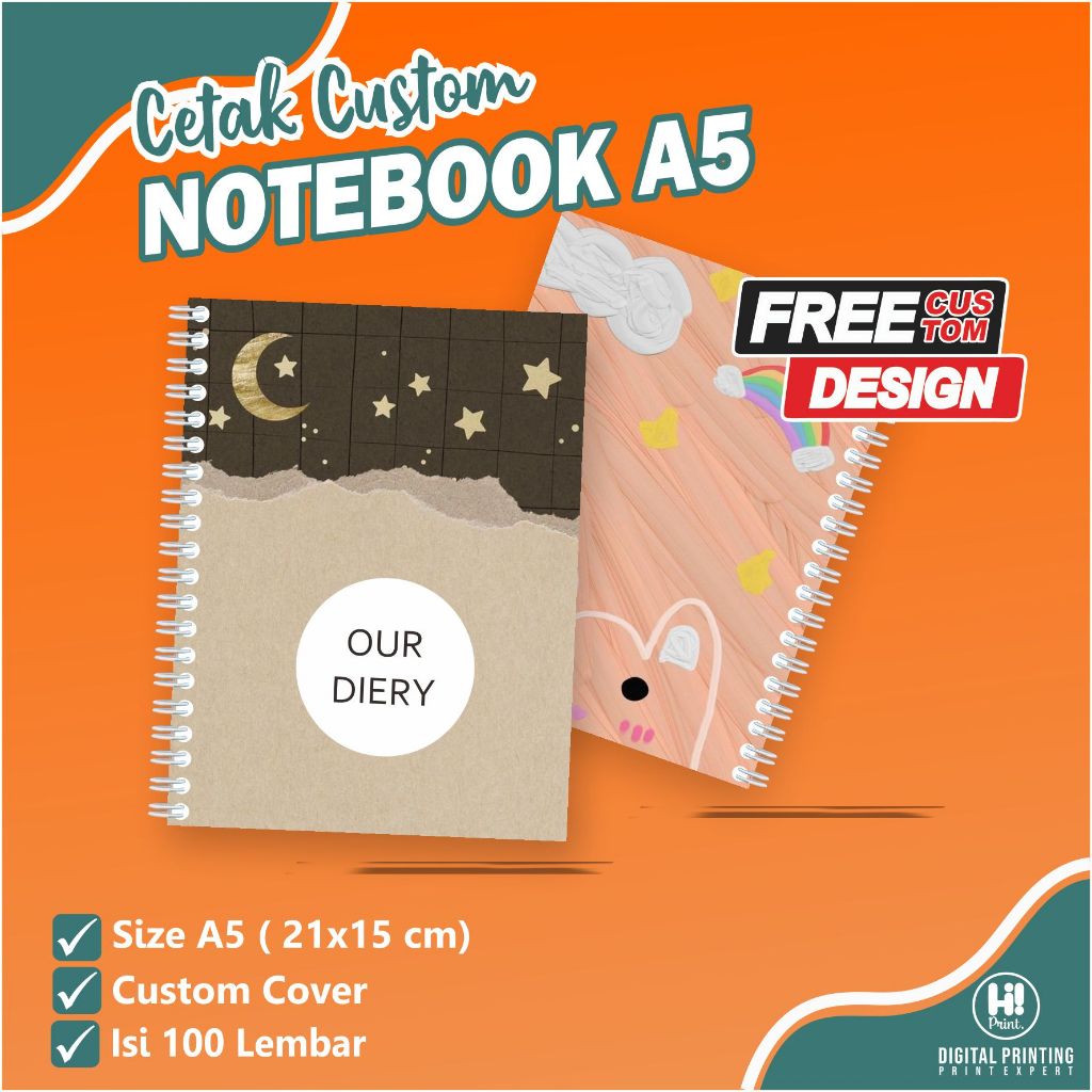 

Blocknote A5 Custom Desain 100 Lembar Isi Polos