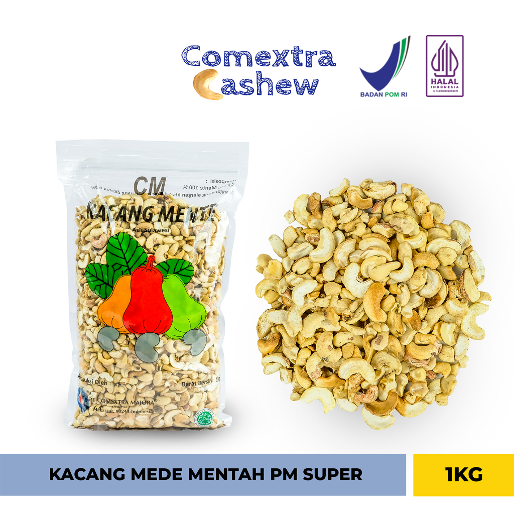 

Kacang Mede Comextra Mentah Pecah Merah Super 1 Kg - Sulawesi Cashew Mente Mete - PM SUPER