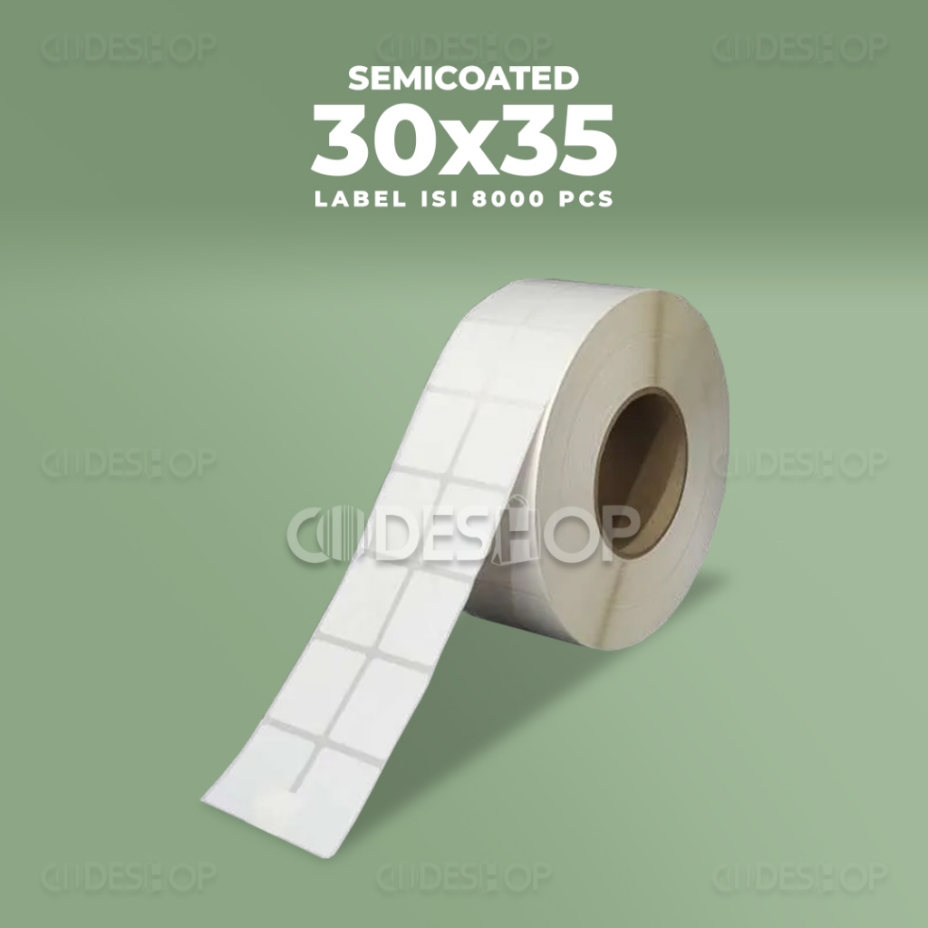 

Label Semicoated 30x35mm 30x35 Stiker Barcode Core 3 Inch 30 x 35 mm isi 8000 Pcs