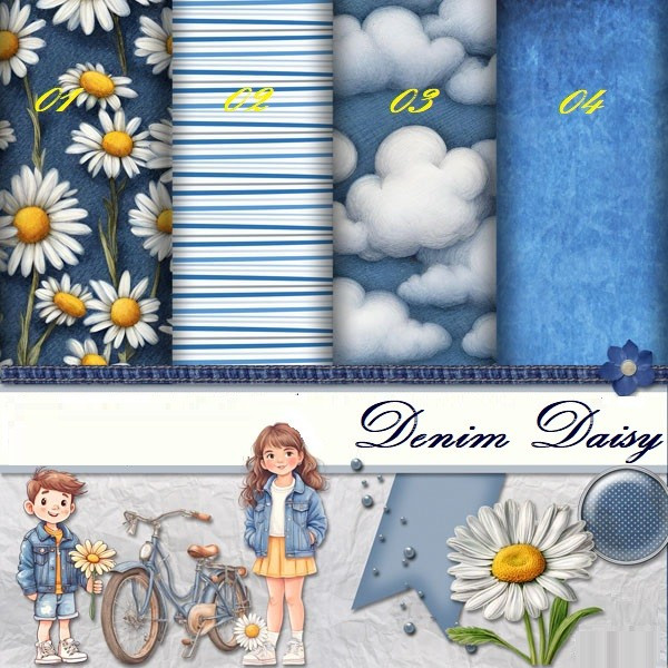 

Kertas Scrapbook - Denim Daisy_GE23 Design