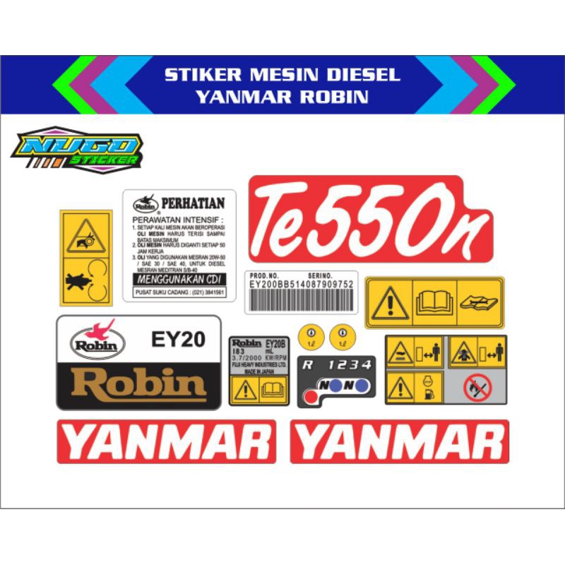 stiker mesin cultvator Yanmar Robin Te 550n