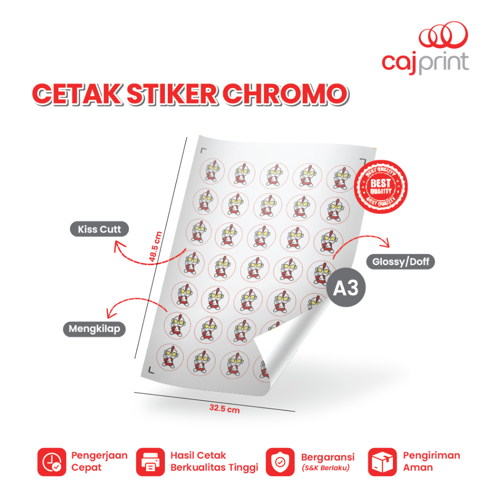 

Cetak Stiker Label Makanan Chromo A3+ Cutting Kiss Cut Print Sticker Botol Minuman Logo Kemasan Toples Kue