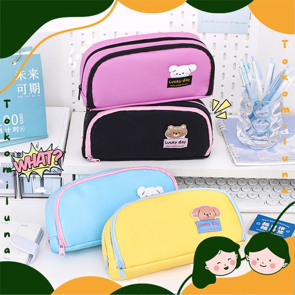 

Kotak pensil lucky day tempat pensil ukuran besar muat banyak lucu cute kawai HB1698