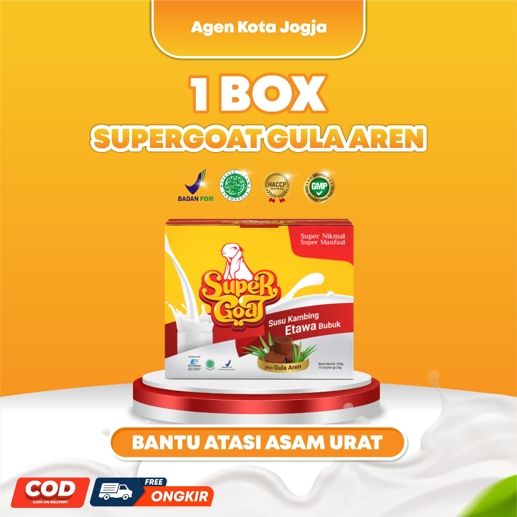 

Supergoat Susu Kambing Bubuk Etawa Dengan Gula Aren 1 Box Mencegah Tulang Keropos Syaraf Kejepit dan Nyeri Sendi