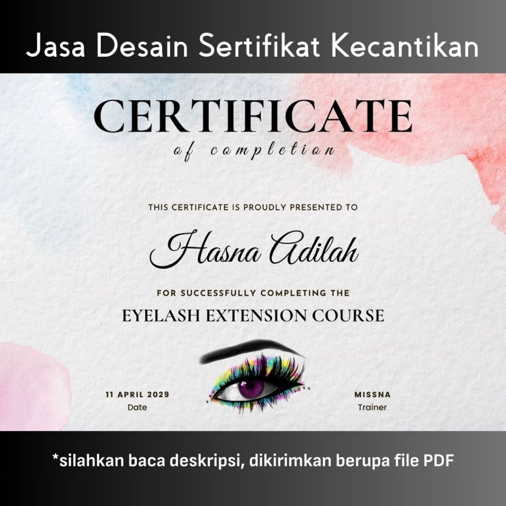 [TIDAK DICETAK]DESAIN SERTIFIKAT EYELASH NAIL ART MAKEUP| JASA DESAIN SERTIFIKAT EYELASH MAKEUP NAIL
