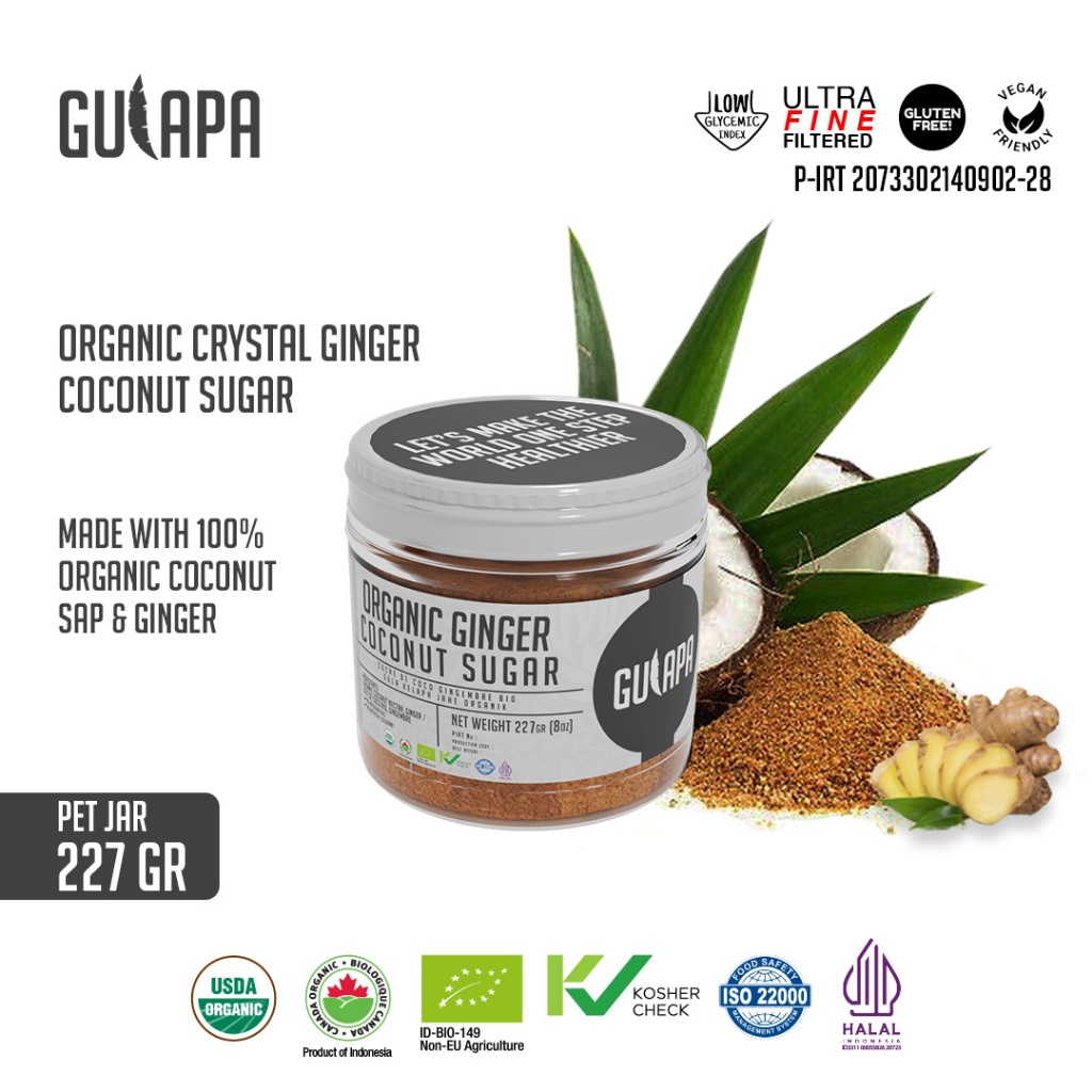 

Gulapa - Gula Kelapa Jahe Organik (Organic Crystal Ginger Coconut Sugar) Jar 227 Gr