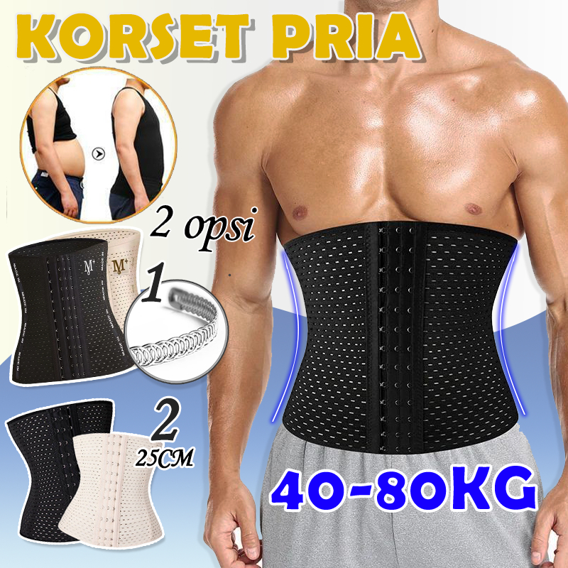 Korset Pria Pelangsing olahaga Perut Buncit Perut 25cm kait 6 Sabuk Pembakar Lemak  Waist Korset 882