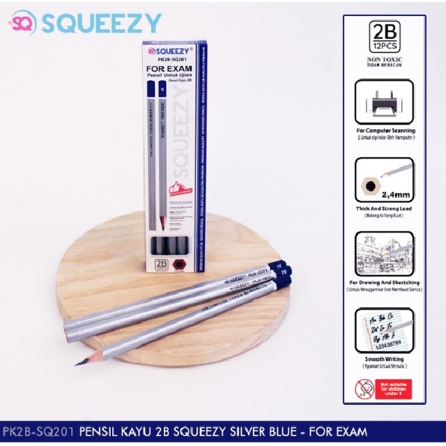 

SQUEEZY Pensil 2B SQ-201 FOR EXAM (1pack isi 12pcs)