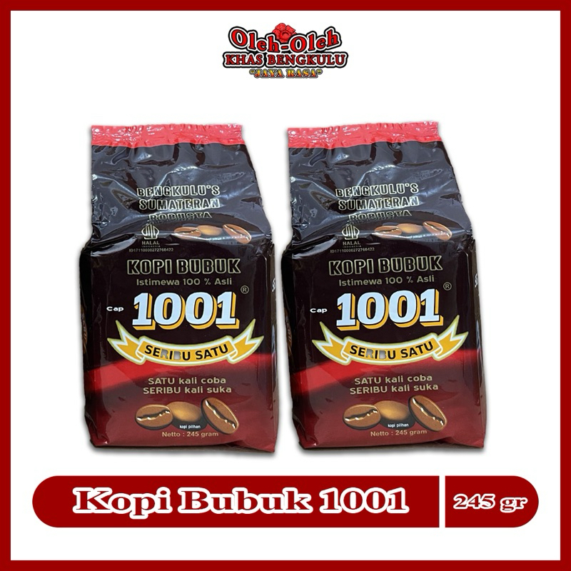 

KOPI ROBUSTA 1001 BENGKULU / Netto 245 gr / OLEH OLEH KHAS BENGKULU / MAKANAN KHAS BENGKULU