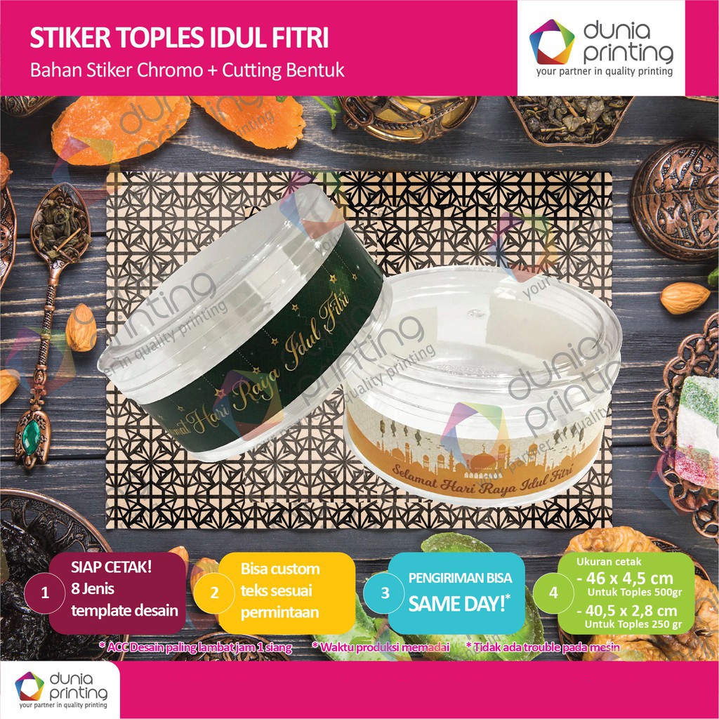 

Stiker Sleeves Topes 500 grm Bulat - bahan Art paper 46 x 4.5 cm