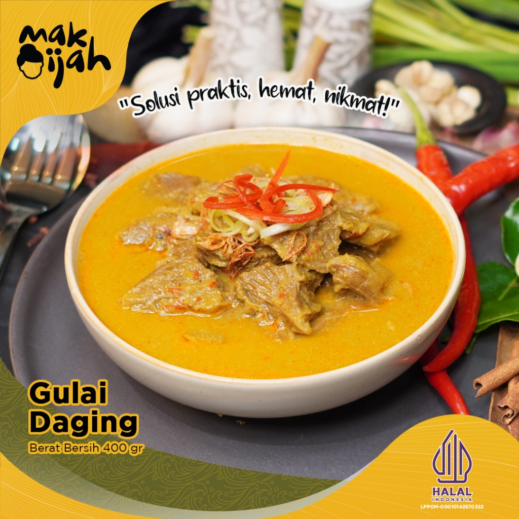 

GULAI GULE DAGING SAPI SIAP MAKAN INSTANT MAKIJAH PRAKTIS HEMAT NIKMAT HALAL TANPA PENGAWET