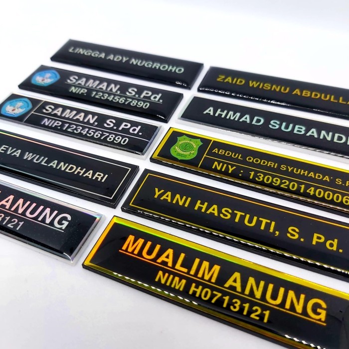 Name tag papan nama dada akrilik kuningan peniti magnet custom