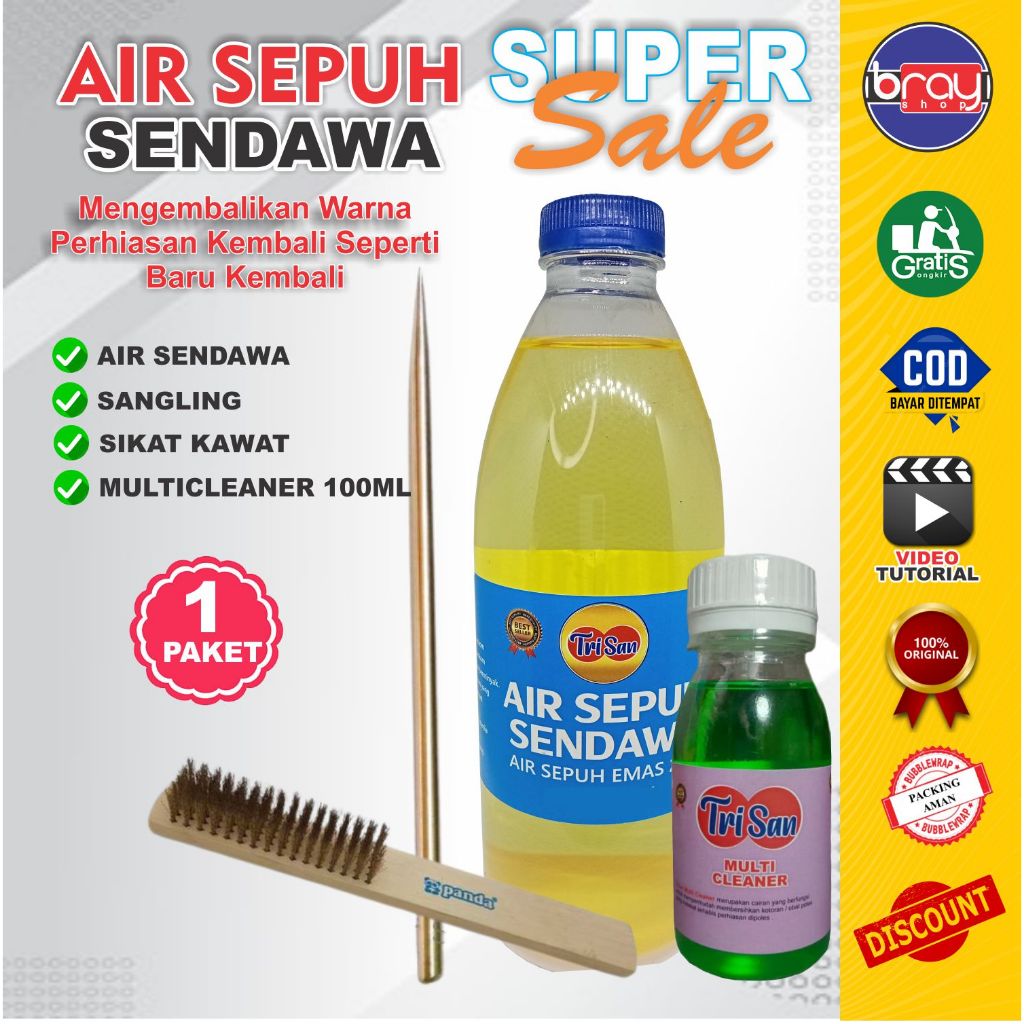 Air Sepuh Sendawa Cairan Sepuhan Pembersih Perhiasan Emas 24K Perak Paket Sikat Sangling
