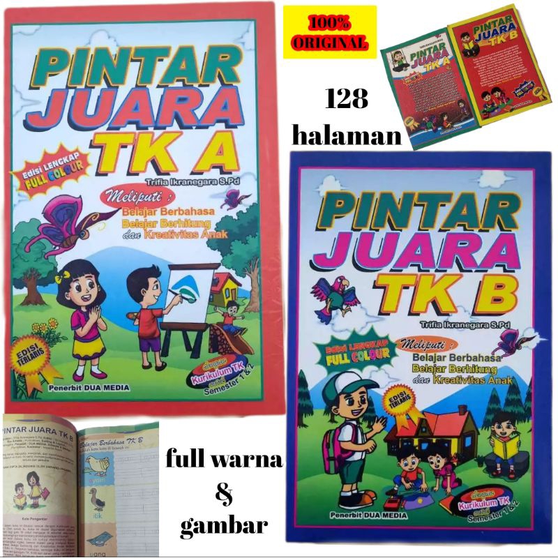 BUKU TK  pintar juara TK A TK B belajar membaca ,belajar menulis/menebali huruf/menulis angka