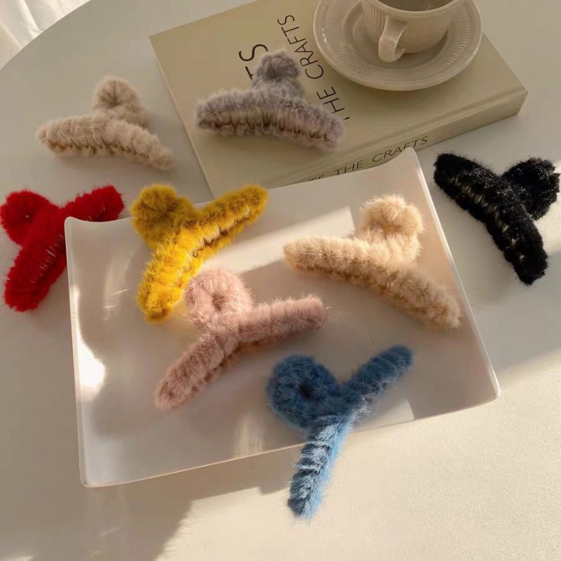 Jepit Rambut Bulu / Jedai Rambut Bulu Korea / Jepit Rambut / Jepit Rambut Bulu Wanita Gaya Korea Aks