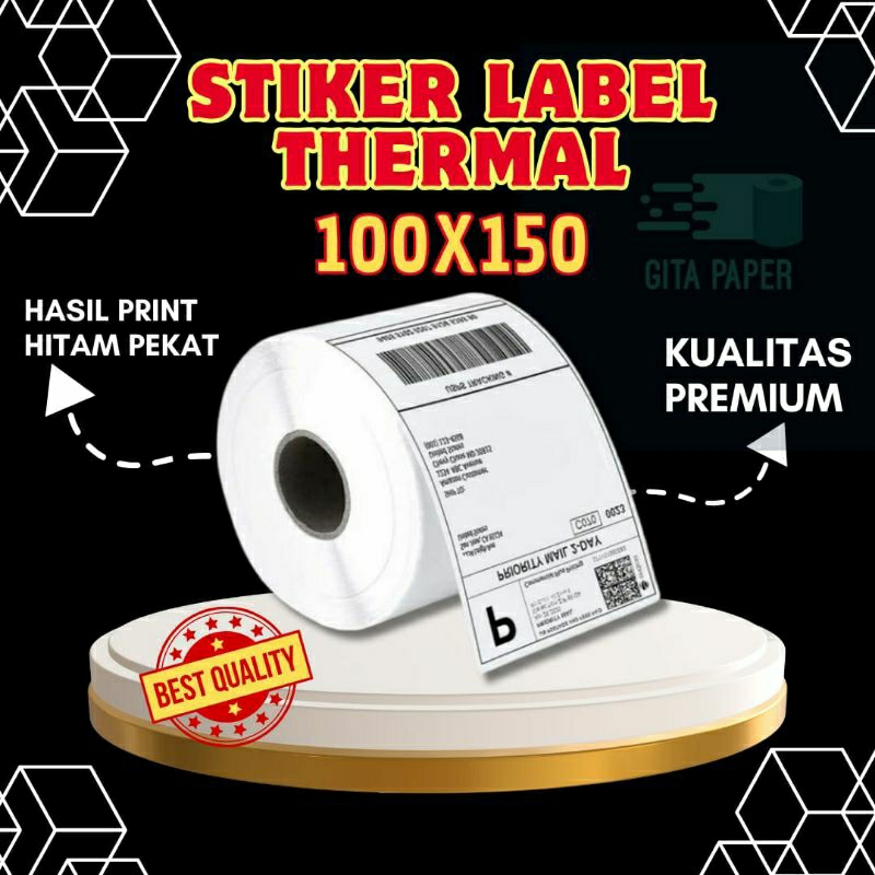 STIKER LABEL THERMAL 100X150 DIRECT THERMAL PAPER 100X150
