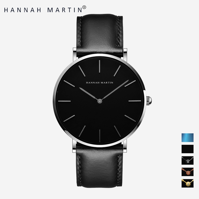HANNAH MARTIN Jam Tangan Pria 100% Original Keren Sangat tipis Quartz COWOK Couple Kulit Anti Air Men Watch COD Laki Arloji Men Watch murah CH03+-CH02-YH