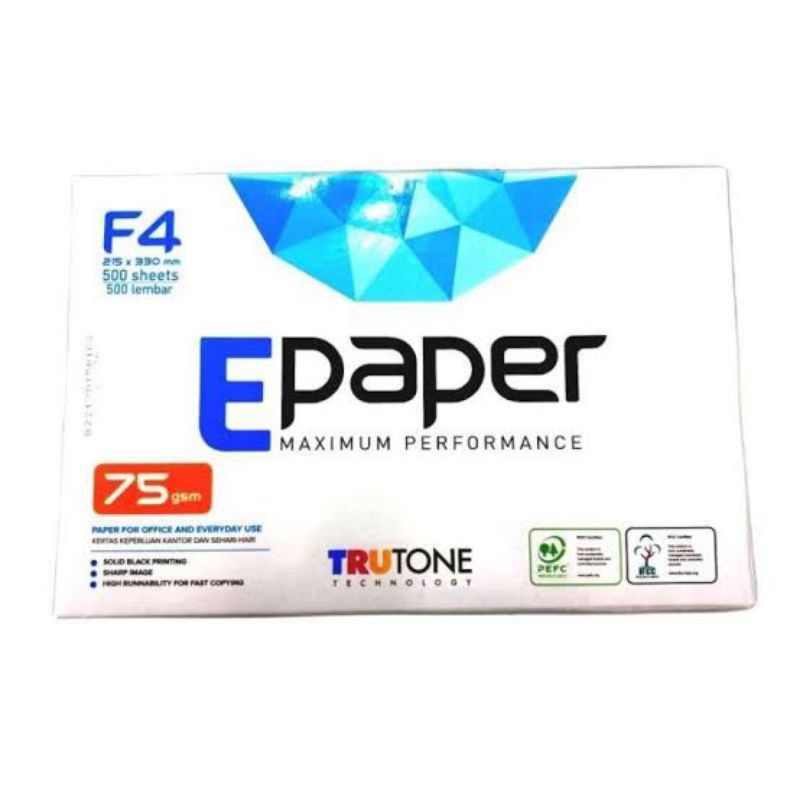 

Kertas HVS / Kertas Fotocopy F4 Folio Fc 75 gr Epaper Copy Paper (Khusus Gojek & Grab)