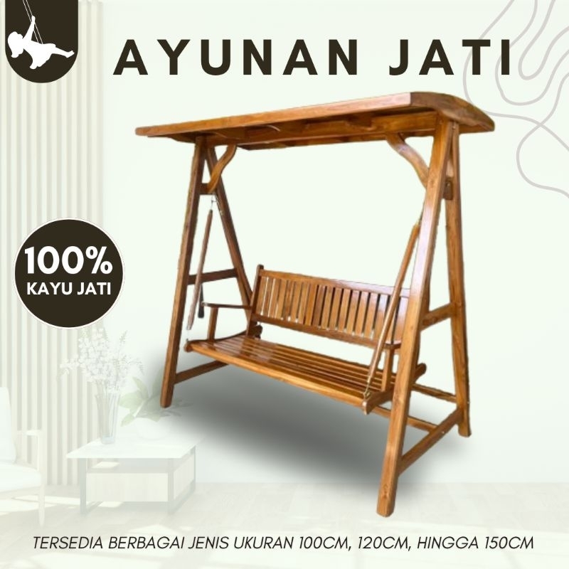 kursi ayunan kayu jati / ayunan taman kayu / bangku taman