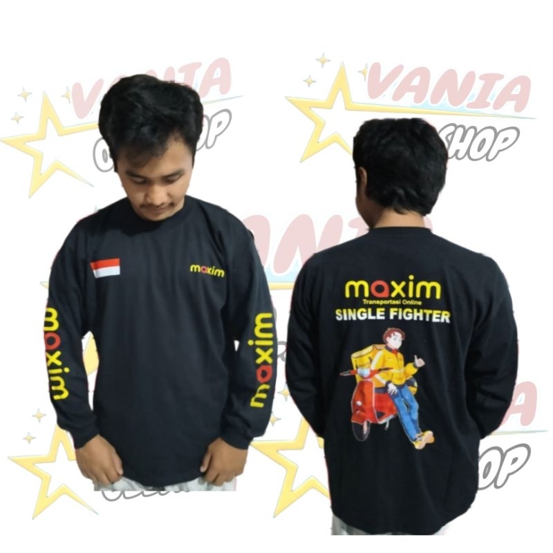 Kaos lengan panjang ojek online maxim single fighter /kaos sablon DTF pria wanita