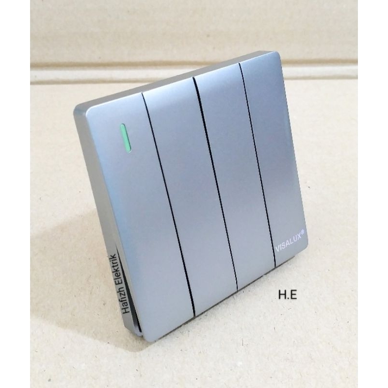 Saklar 4 Gang Visalux Decor Series VSD-1041 | Saklar 4 Tombol Grey