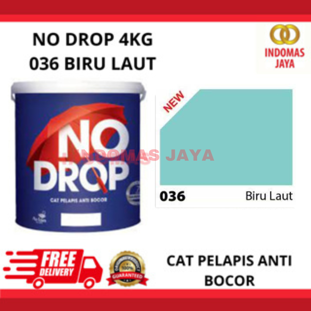 CAT ANTI BOCOR KEDAP AIR WATERPROOFING 4KG 4 KG biru laut 036 NODROP / NO DROP 4KG GALONAN BIRU LAUT
