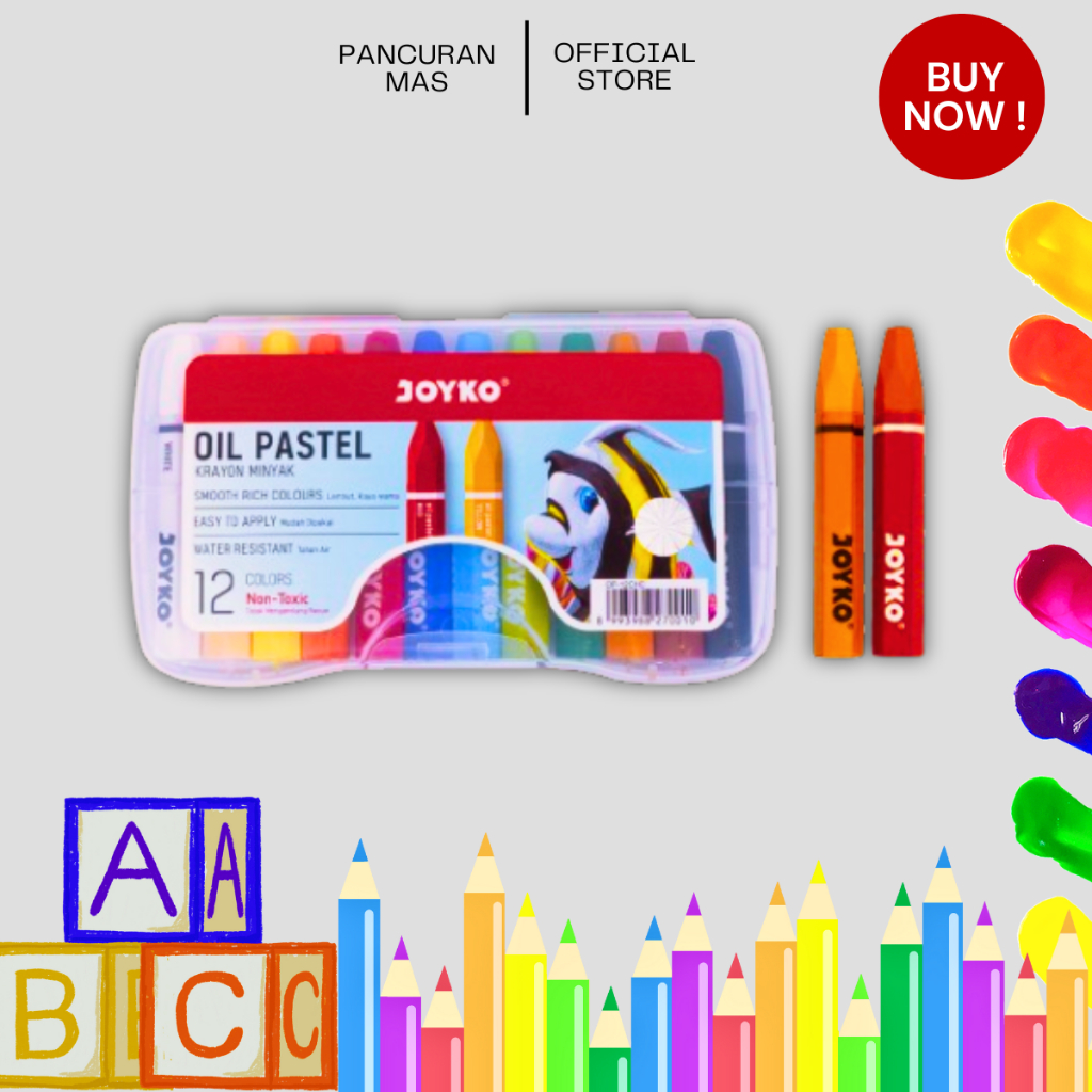 

Krayon Minyak Oil Pastel Joyko OP-12CHC ( 12 Warna )