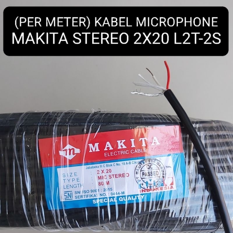 (PER METER) Kabel Mic MAKITA HITAM Besar Stereo Microphone Cable Isi 3