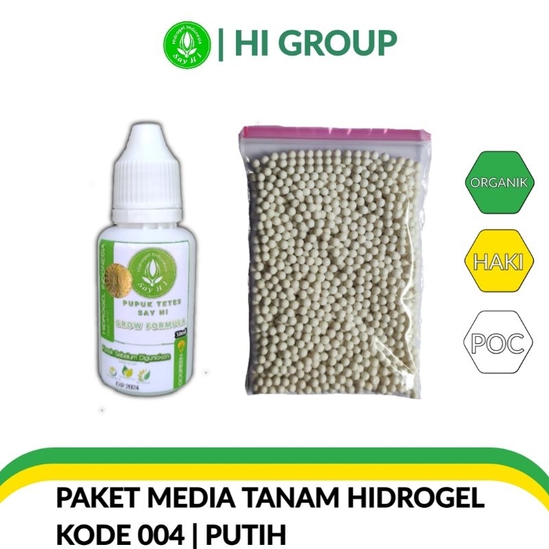 PAKET MEDIA TANAM HIDROGEL DAN PUPUK | PUTIH KODE 004