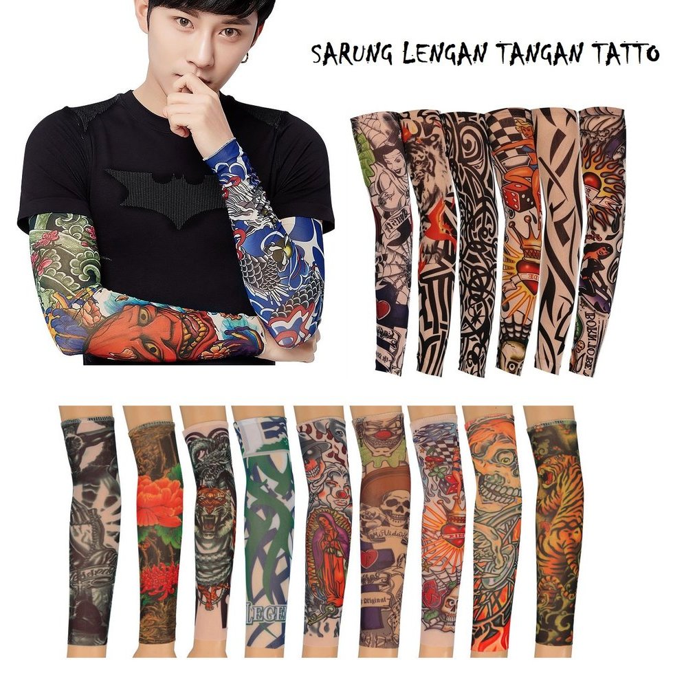 Manset Tangan Lengan Panjang Pria Dewasa Motif Tato Sleeve