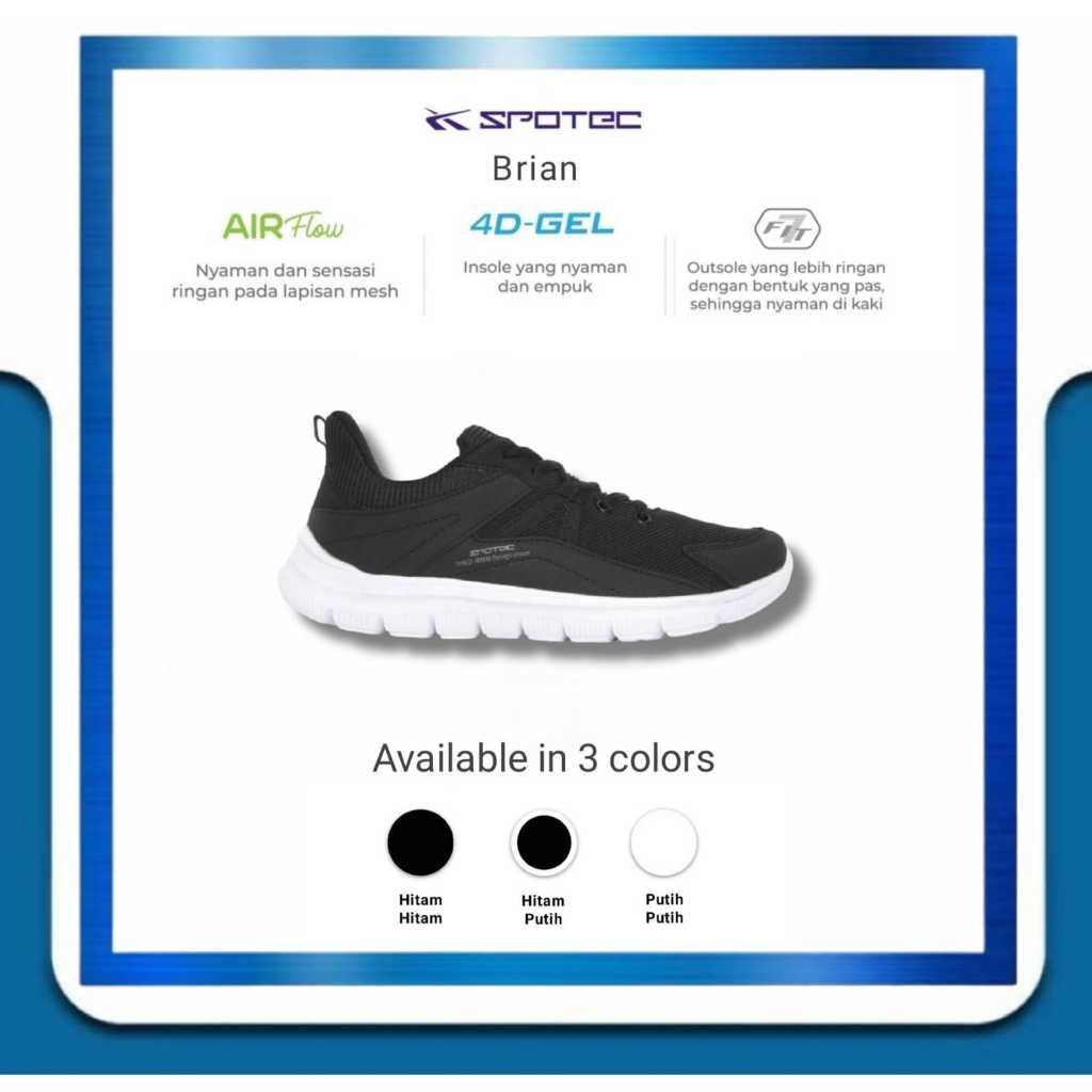 SPOTEC Sepatu Student Brian Hitam - Putih