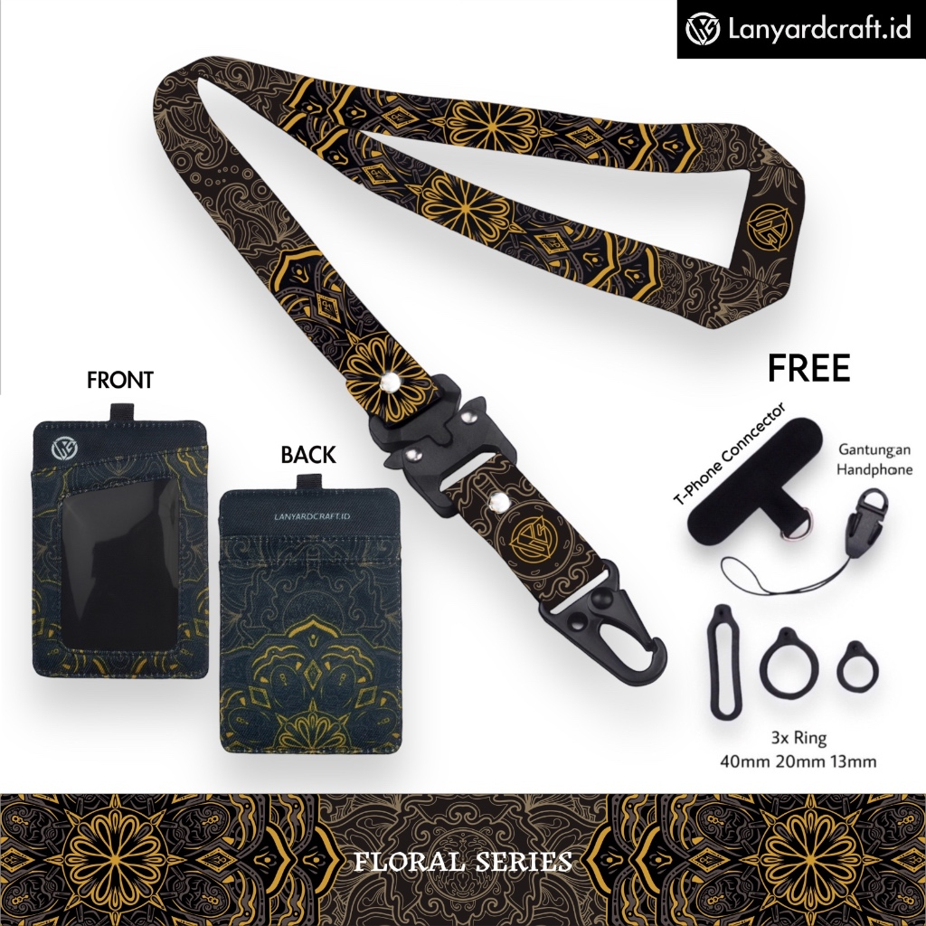 

LC.ID Lanyard Craft Floral V4 Gantungan Tali Holder Card Printing - Floral Series