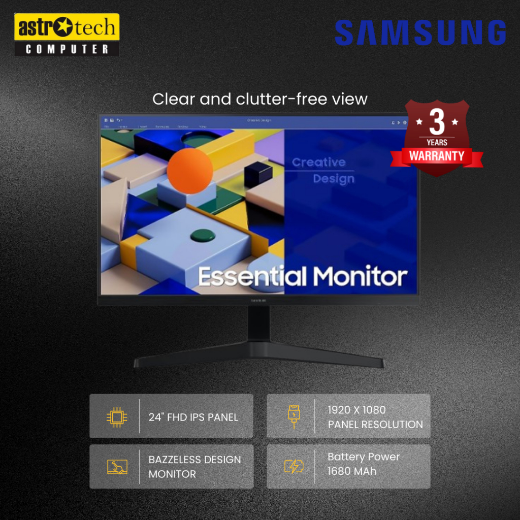 Monitor Samsung S24C310EAE 24 inch IPS Essential resmi