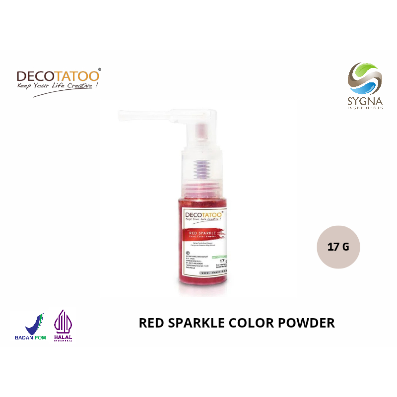 

Food Coloring Decotatoo - Red Sparkle Color Powder 17 gr