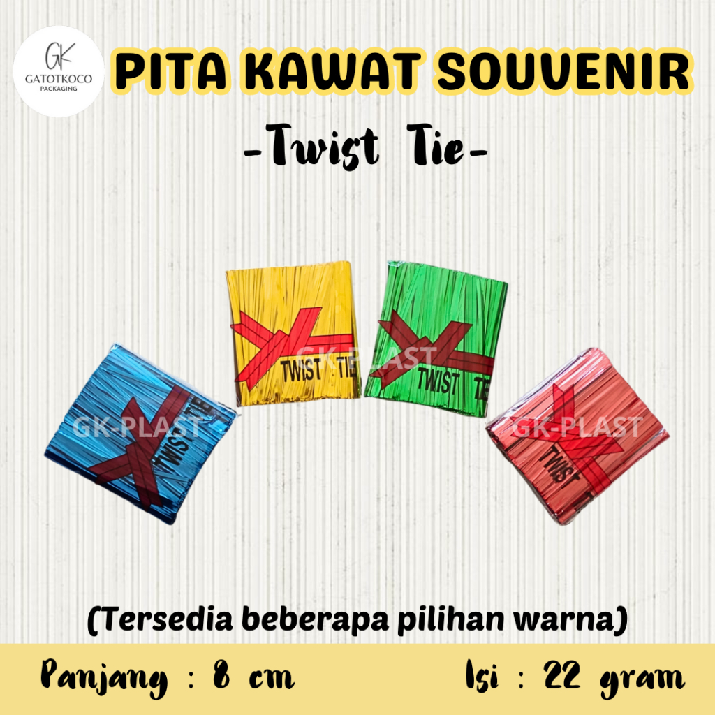 

Pita Kawat Souvenir/Twist Tie/pita kawat potong/tai kawat warna-warni/Pita kado