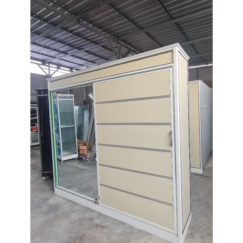 ALMARI PAKAIAN ALUMINIUM ACP PINTU GESER  / LEMARI BAJU ALUMUNIUM ACP