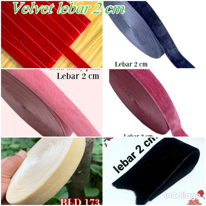 

per rol 15 meter bludru velvet lebar 2 cm