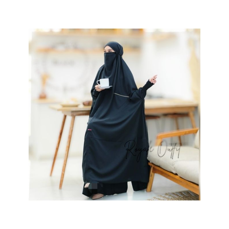 Floor Khimar Set Cadar Khimar Overhead Tangan Model Smoke Bahan Luxury/Khimar Panjang/Hijab Lengan P