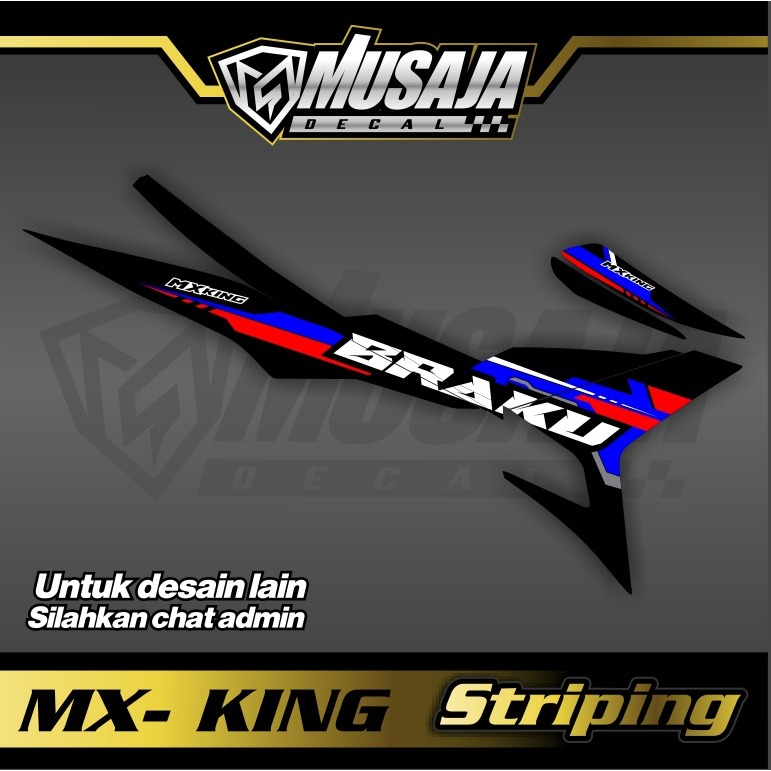 Stiker Striping mx king 150 hitam merah biru silver transparan uv glossy premium