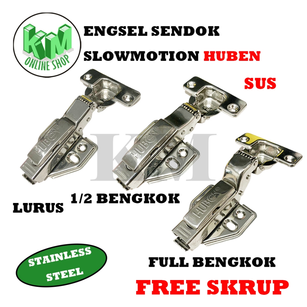 Engsel HUBEN Stainless Steel Engsel Sendok Slowmotion Slow Soft Close (SUS) Hidrolik Engsel Sendok L