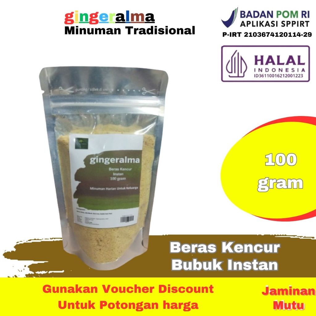 

Beras Kencur Bubuk Instan 100 Gram Gingeralma