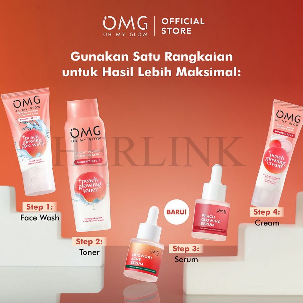 OMG Peach Glowing Series | Peachy Plumpy Glowing Skin | Cream | Peach Glowing Serum | Mugwort Acne S