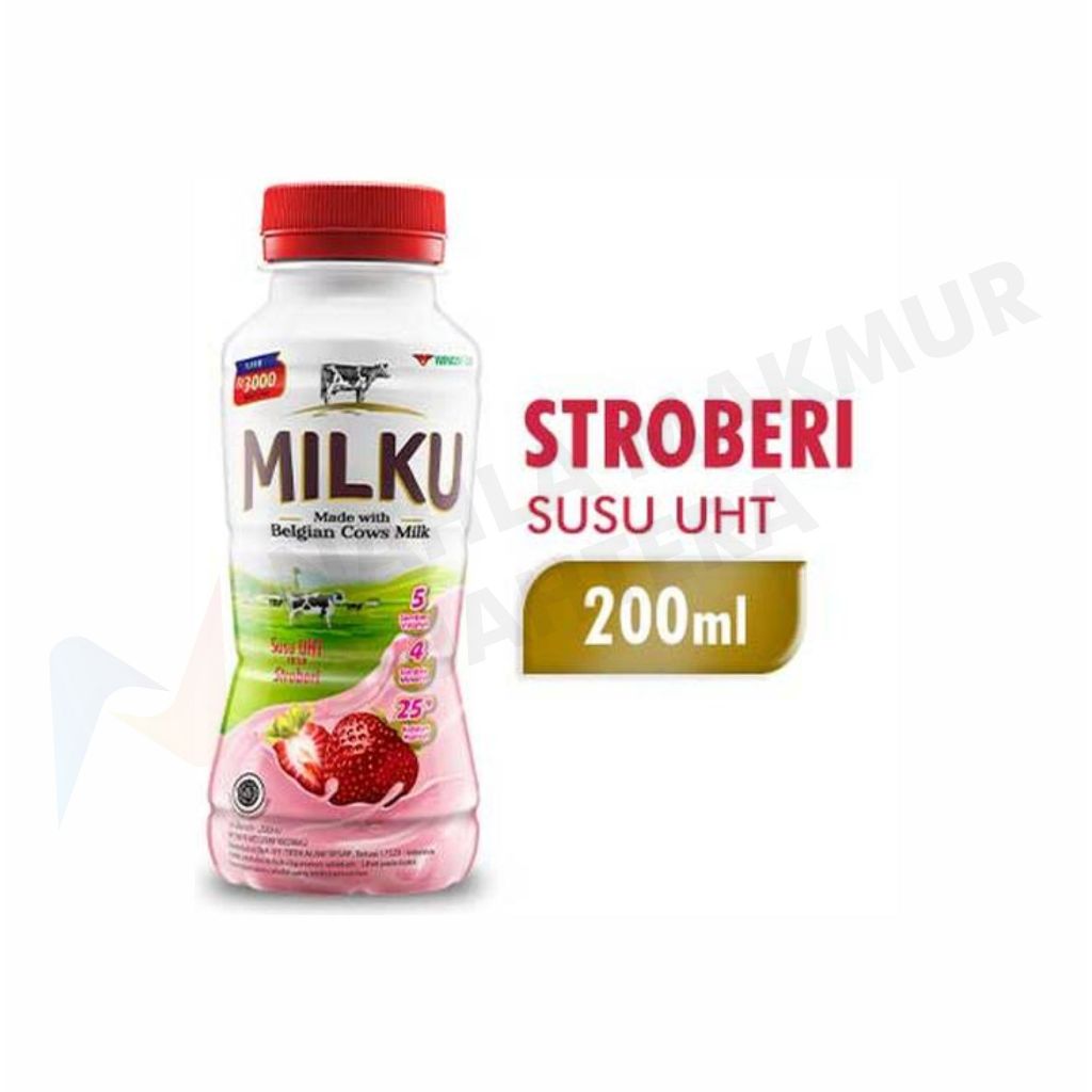 

Milku Susu UHT Strawberry 200ml 1 Dus Isi 12 Botol