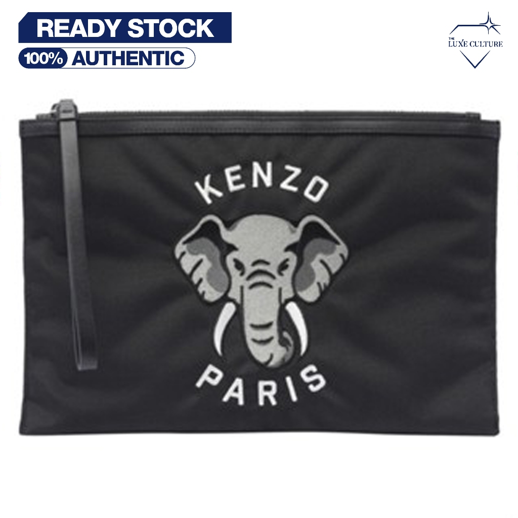 Kenzo Varsity Elephant Black Pochette / Tas Branded Original