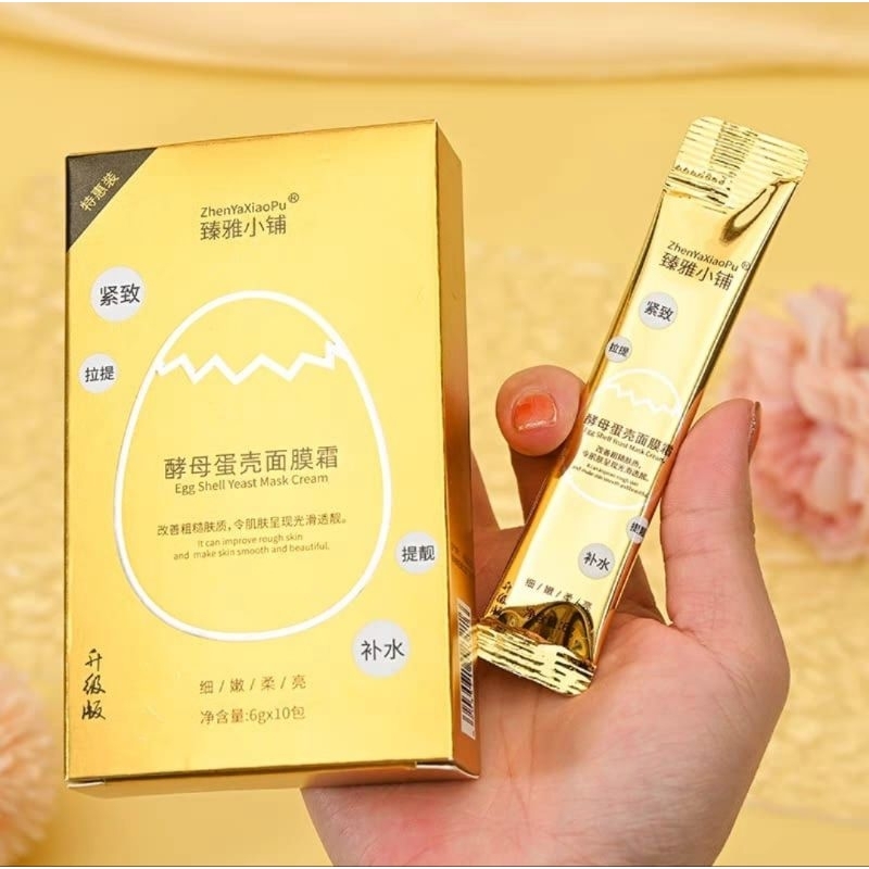 Egg Shell Yeast Masker cangkang telur Zhenyaxiaopu Oruginal Sachetan